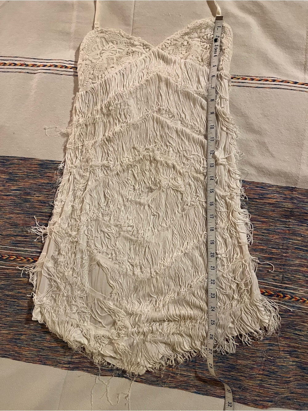 Free People White Fringe Crochet Halter Mini Dress Size S - Picture 2 of 14